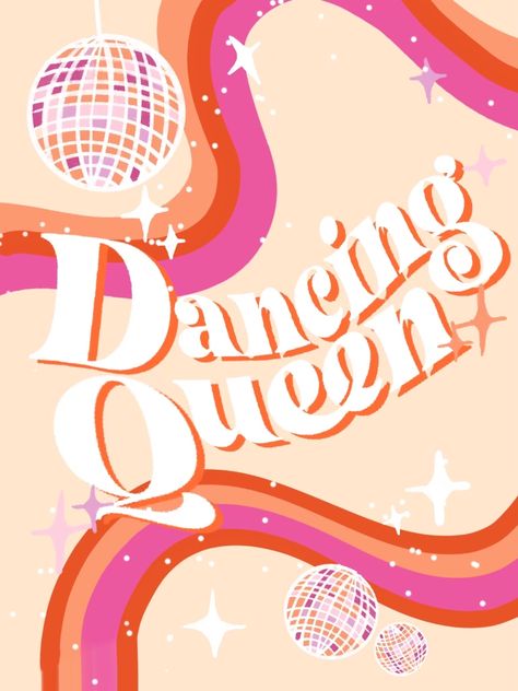 Abba Graphic Design, Abba Painting, Dancing Queen Aesthetic, Dancing Queen Poster, Abba 70s, Mamma Mia Disco, Canva Backgrounds, Kpop Design, Funny Lockscreen