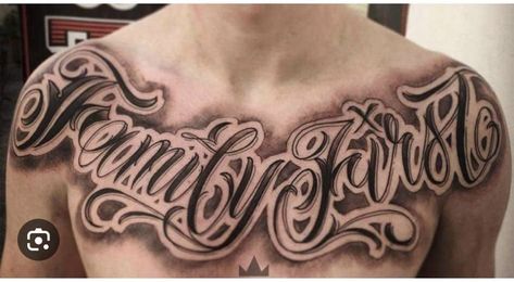 Chest Script Tattoo, Chest Tattoo Script, Chest Tattoo Lettering, Font Tattoo, Script Tattoo, 13 Tattoos, Chest Tattoos, Tattoo Lettering Fonts, Tattoo Script