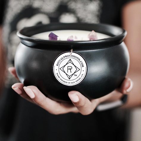 Ritual Provisions on Instagram: “Happy Sunday everyone :) We just added these large Candle cauldrons with our Autumn blend of Caramel and tobacco. Have a little Citrine or…” Large Cauldron, Terrarium Candle, Moon Crystals, 3rd Eye Chakra, Altar Space, Waxing Moon, Moon Candle, Candle Altar, Lunar Phase