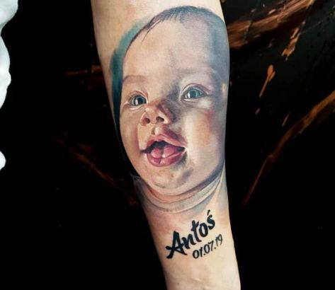 Tattoo photo - Baby face tattoo by Adrianna Marta Grzelak Baby Face Tattoo, Tattoo On Face, Holy Spirit Tattoo, Enough Tattoo, Salvation Tattoo, Tattoo For Son, Dad Tattoos, Baby Faces, Incredible Tattoos