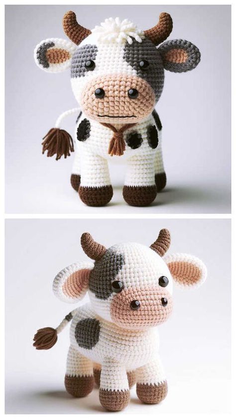 Crochet Cow Marlee Amigurumi Free Pattern - Free Amigurumi Cow Free Pattern Crochet, Crochet Pattern For Cow, Crochet Cow Patterns Free, Crochet Amigurumi Cow Free Pattern, Crochet Highland Cow Pattern Free Amigurumi Cows, How To Crochet A Cow, Arigumi Crochet Amigurumi, Crocheted Bugs, Free Crochet Cow Pattern