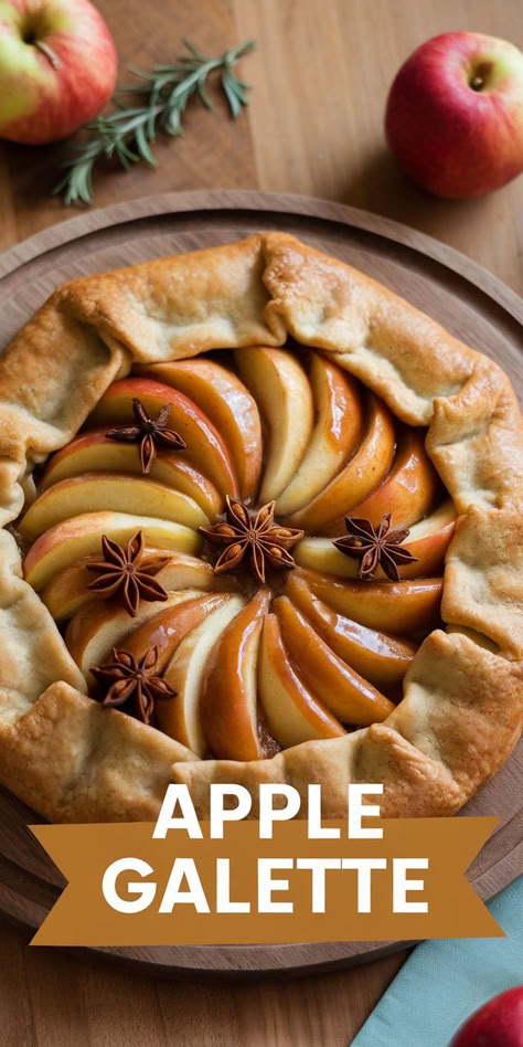 This Apple Galette is the perfect rustic dessert! Sweet, cinnamon-spiced apples wrapped in a flaky, buttery crust—simple yet elegant, and perfect for any occasion. Galette Recipe Desserts, Rustic Apple Galette, Apple Galette Recipe, French Desserts Easy, Strawberries Cookies, Rustic Dessert, Apple Galette, Galette Recipe, Christmas Candies