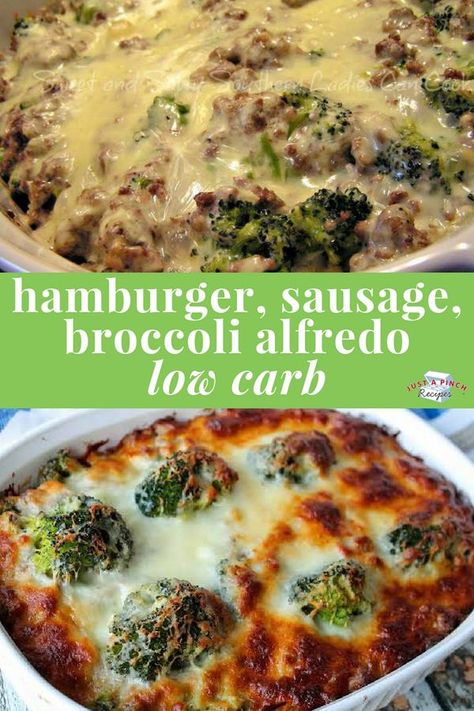 Mar 22, 2020 - hamburger, sausage, broccoli alfredo is an easy low carb meal that is also tasty! #lowcarb #lowcarbrecipe #easydinner #dinner #dinnerrecipe #alfredo #whatsfordinner #lowcarbdinner #lowcarbcasserole #casserole Hamburger Broccoli Alfredo, Broccoli Sausage Casserole, Hamburger Sausage Broccoli Alfredo, Sausage Broccoli Alfredo, Hamburger Broccoli, Broccoli Sausage, Low Carb Casserole, Sausage Broccoli, Alfredo Casserole