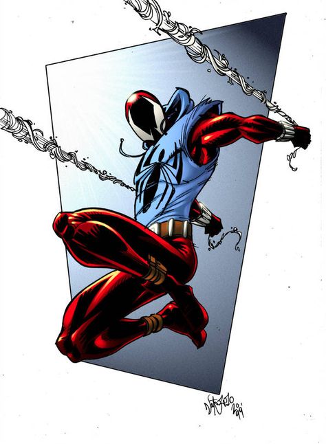 Spider Man And Scarlet Spider, Scarlet Spider Ben Reilly, Spider Carnage, Spiderman Icons, Ben Reilly, Marvel Paintings, Scarlet Spider, Spiderman Suits, Man Spider