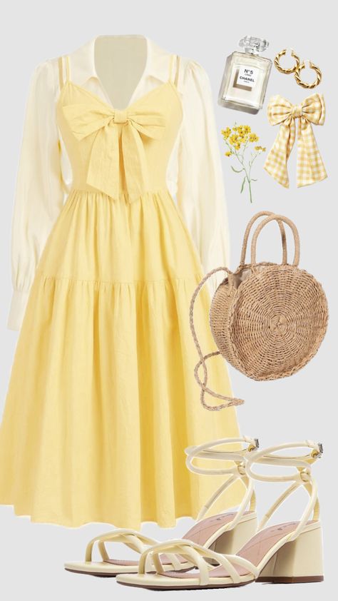 #yellowaesthetic #dress #easteroutfit #spring #church #outfit #vintage #modestfashion #modesty #outfitideas #beauty #picnic #summer #cottagecore #feminine #belle #aesthetic Summer Church Outfit, Belle Aesthetic, Picnic Summer, Church Outfit, Outfit Vintage, Fashion Mistakes, Midi Skirts, Beauty