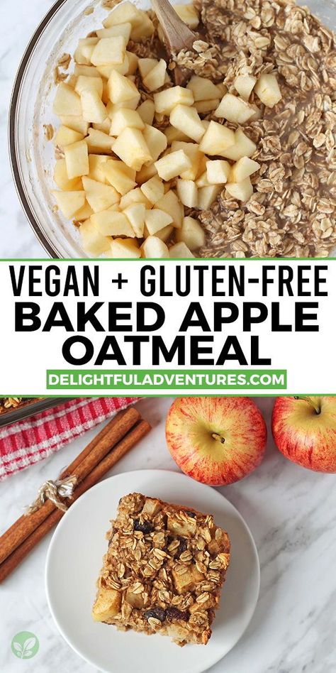 Baked Oatmeal With Apples, Oatmeal With Apples, Apple Recipes Easy Healthy, Vegan Baked Oatmeal, Apple Cinnamon Recipes, Baked Apple Oatmeal, Canned Pumpkin Recipes, Egg Free Breakfast, Pumpkin Recipes Easy