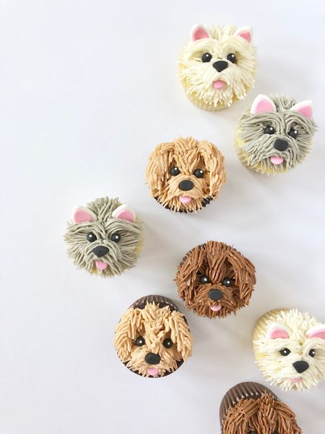 Puppy Birthday Cakes, Puppy Cupcakes, Dog Cupcakes, Piping Flowers, Puppy Birthday Parties, Puppy Cake, Cupcake Cake Designs, Animal Cupcakes, Dog Birthday Cake