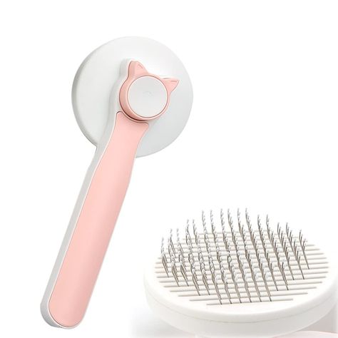 Marchul Cat Grooming Brush, Self Cleaning Slicker Brushes for Cats, Shedding Brush for Long Haired & Short Haired Cat, Kitten Fur Brush for Removes Loose Undercoat (Pink) (As an Amazon Associate I earn from qualifying purchases) Short Haired Cat, Cat Cleaning, Pet Brush, Cat Feeder, Pet Care Tips, Cat Hair, Cat Shelter, Large Cats, Pink Cat