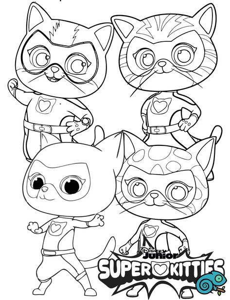 Super Kitty Coloring Page, Super Kitties Coloring Page, Superkitties Birthday Party, Superkitties Birthday, Halloween Cat Coloring Pages, Superhero Craft, Party Coloring Pages, Pj Masks Coloring Pages, Super Kitties