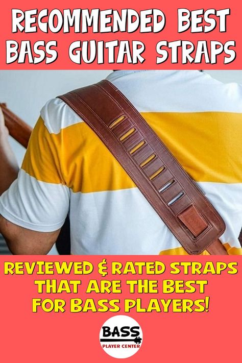 Reviews, ratings, and recommendations of bass straps that are the best size, material, and length for bass guitar players #GuitarStraps #BassGuitarStraps #BestBasses #BassPlayers #Music Bass Guitar Songs, Bass Scales, Bass Chords, Bass Guitar Design, Bass Guitar Art, Bass Aesthetic, Bass Guitar Scales, Guitar Equipment, Bass Guitar Quotes