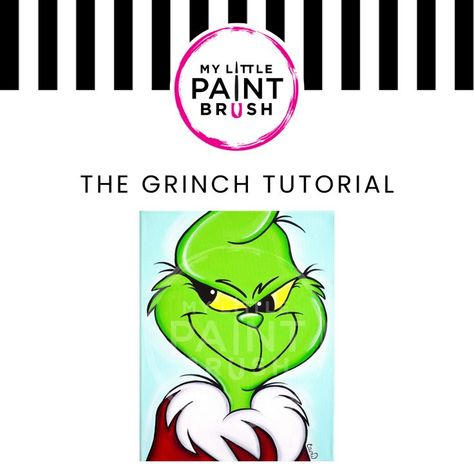 Free step by step paint tutorial. Christmas craft projects. Grinch art How To Paint A Grinch Face, Simple Grinch Painting, How To Paint The Grinch, Grinch Nails Short, Easy Grinch Nails, The Grinch Painting, Grinch Canvas Painting, Grinch Paintings, Grinch Painting