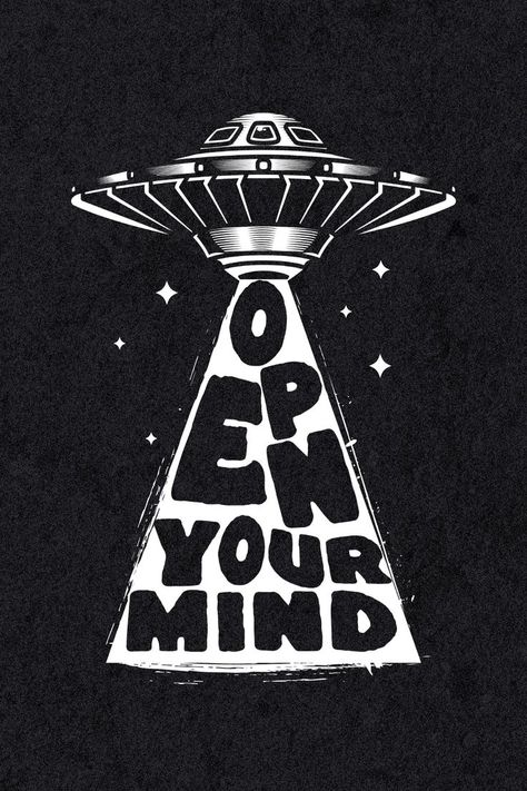 Introducing the Open Your Mind Cool Trippy UFO Motivational Quote Poster - a must-have for any psychedelic art lover! This poster features a vibrant and eye-catching design. The motivational quote will inspire you to expand your consciousness and embrace new experiences. Hang it up in your bedroom, office, or meditation space for a daily dose of inspiration. Trippy Quotes, Expand Your Consciousness, Trippy Alien, Trippy Posters, Trippy Aesthetic, Meditation Inspiration, Ufo Art, Alien Aesthetic, Trippy Designs