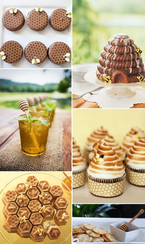 Baby Shower Themes Neutral Fall, Bee Theme Charcuterie Board, Honey Themed Food, Bee Centerpiece Ideas, Bee Themed Baby Shower Ideas, Bee Favors, Favours Ideas, Bee Favor, Honey Bee Theme