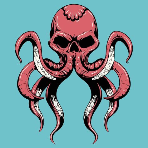 Octopus Vintage Vector Art isolated on blue. Engraving style vector illustration of octopus. Angry Octopus, Octopus Vector, Art Octopus, Octopus Illustration, The Octopus, Flash Art, Vector Illustration Design, Octopus, Zombie