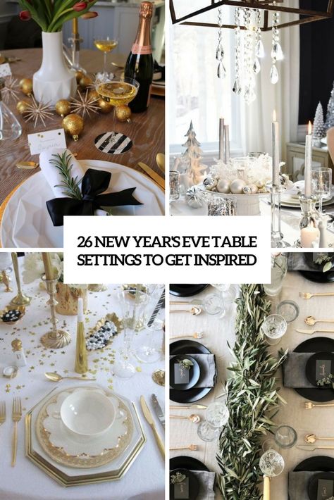 new year's table settings to get inspired cover New Years Eve Table Setting, Cool Recipes, New Year Table, Table Setting Ideas, Cool Decor, New Year Pictures, New Year's Food, Setting Ideas, Grey Table