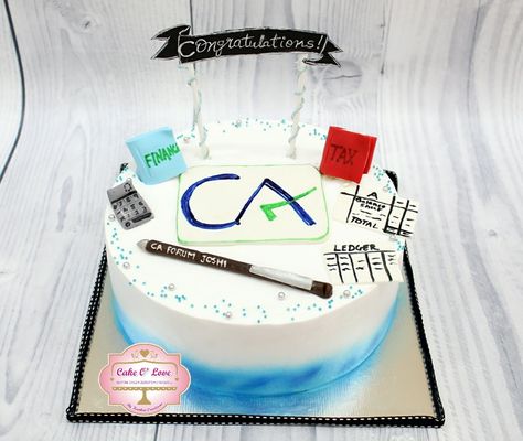 Cake for a Chartered accountant Ca Theme Cake Design, Study Cake Design, Ca Theme Cake, Ca Cake Design, Accounting Graduation Cakes, Cake For Accountant, Cake For Chartered Accountant, Accountant Cake Ideas, Chartered Accountant Logo