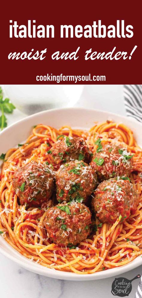 Italian Meatballs Italian Sausage And Beef Meatballs, Italian Meatballs Recipe Authentic, Meatballs For Spaghetti, Italian Meatball Recipes, Ground Beef And Italian Sausage, Sausage Meatballs Recipes, Italian Sausage Spaghetti, Best Italian Meatball Recipe, Moist Meatballs