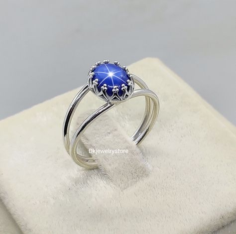 Excited to share the latest addition to my #etsy shop: Unique Blue Star Sapphire Ring, Lindy Star Sapphire, 6 Rays Star Sapphire, 925 Sterling Silver, Star Gemstone, Christmas Gift https://etsy.me/3D6m6KY #yes #recycledmetal #oval #freeform #prong #artdeco #no #silver Star Sapphire Jewelry, Blue Star Sapphire Ring, Star Sapphire Ring, Blue Star Sapphire, Star Sapphire, Special Jewelry, Sapphire Necklace, Gems Jewelry, Sterling Silver Bands