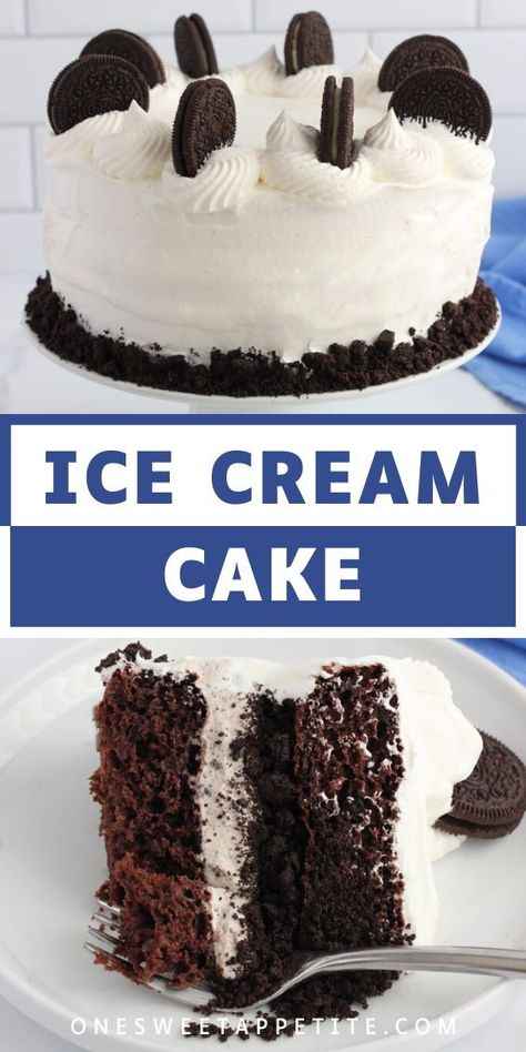 This Oreo ice cream cake is the ultimate summer dessert, combining layers of rich cake, creamy ice cream, and crunchy cookies. Made with a cake mix for easy prep, this crowd-pleasing treat is perfect for birthdays, BBQs, or any sweet craving. #icecreamcake #oreo #summerdessert #easybaking #dessertideas Sherbet Recipes, Oreo Ice Cream Cake, Easy Ice Cream Cake, Rich Cake, Ice Cream Cake Recipe, Homemade Ice Cream Recipes, No Churn Ice Cream, Crunchy Cookies, Popsicle Recipes