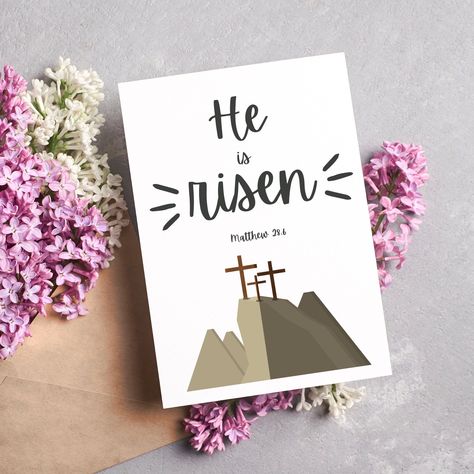 Scripture Easter Cards, Printable Easter Cards, Christian Easter Greeting Cards, Bible Verse Easter Cards, He Is Risen Cards, Download https://etsy.me/3EnAqz6 #black #baptism #gray #christiancard #eastercard #eastergreeting #happyeaster #heisrisen #christiangreeting He Is Risen Cards, Easter Cards Christian, Christian Easter Cards Handmade, Bible Verse Easter, Printable Easter Cards, Cricut Inspiration, Easter Cards Handmade, Jesus Is Risen, Card Inspo