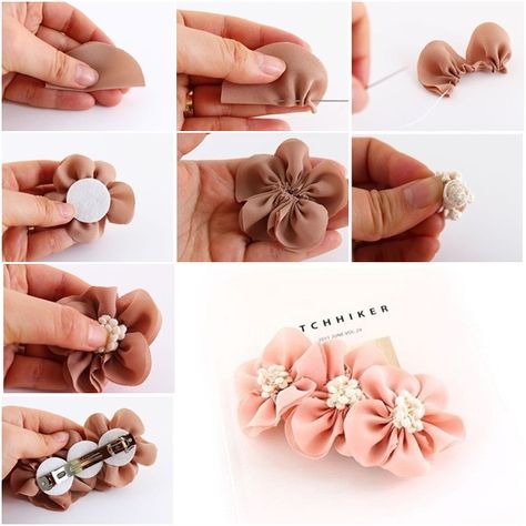 How to DIY Pretty Fabric Flower Hairclip | www.FabArtDIY.com LIKE Us on Facebook ==> https://www.facebook.com/FabArtDIY Diy Crochet Rope Basket, Diy Hair Accessories Tutorial, Emoji Diy, Christmas Wrapping Diy, Diy Hair Clip, Hair Accessories Tutorial, Making Fabric Flowers, Ornament Tutorial, Fabric Flowers Diy