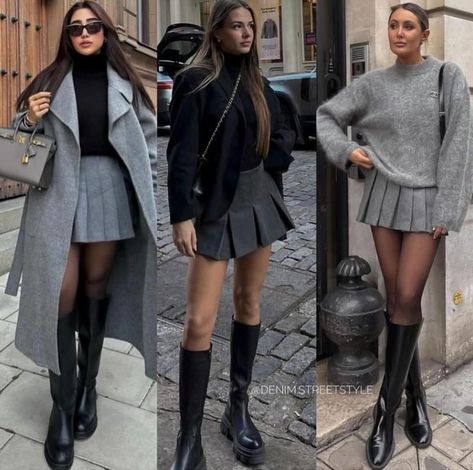 Black Outfit Black Women, All Black Outfit Black Women, Women Black Outfit, Black Outfit For Women, Mantel Outfit, Rok Outfit, Nyc Outfits, Winter Skirt Outfit, Europe Outfits