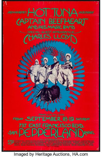 Movie Posters:Rock and Roll, Hot Tuna at Pepperland (1970). First Printing Conc... Captain Beefheart, Posters Music, Hot Tuna, Vintage Concert Posters, Rock Band Posters, Classic Poster, Classic Music, Lp Cover, Magic Bands