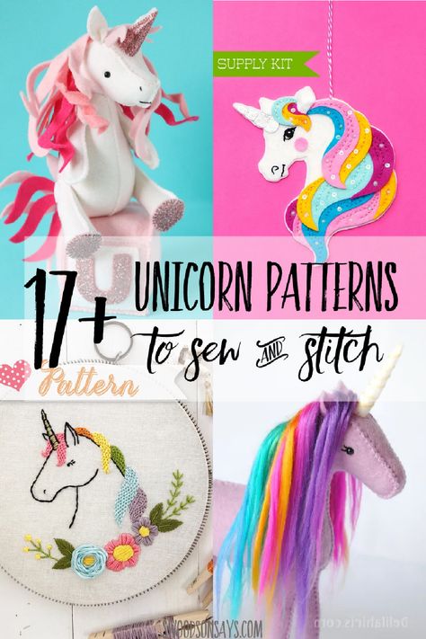 Unicorn Felt Pattern Free, Unicorn Sewing Projects, Unicorn Stuffed Animal Pattern Free, Unicorn Sewing Pattern Free, Horse Sewing Pattern Free, Unicorn Quilt Pattern Free, Felt Unicorn Pattern, Unicorn Paper Craft, Unicorn Doll Pattern