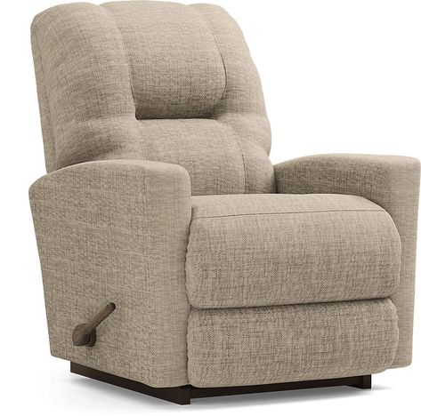 With clean lines and remarkable comfort accentuating its handsome design, the Casey I rocker recliner delivers a tailored seating experience with zero compromise. This space-conscious contemporary piece features sleek track arms for a compact profile, and plush multichambered upholstery in beige to cradle the body in absolute luxury. Its 3-position footrest and 16-position ratcheting recline mechanism can be engaged independently of one another, allowing users to find their own perfect combinati Rocking Recliners In Living Room, Recliners That Don't Look Like Recliners, Lazy Boy Furniture, Modern Recliner Chairs, Lazy Boy Recliner, Lazy Boy, Modern Recliner, Swivel Rocker Recliner Chair, La Z Boy