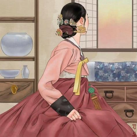 Hanbok Drawing, Hanbok Art, Ancient Drawings, Korean Painting, Disney Princess Artwork, Korean Accessories, Korean Traditional Dress, Pop Art Drawing, Yandere Manga