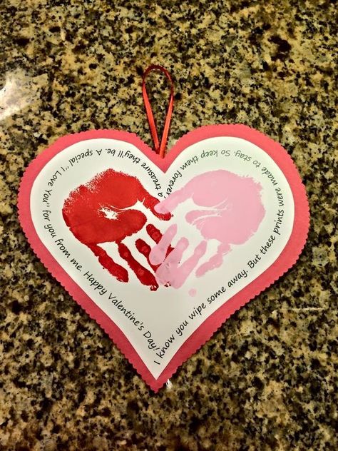 Heart Hand Prints Kids, Hand Print Valentines Cards, Baby Valentines Crafts Hand Prints, Hand Print Heart Crafts For Kids, Valentines Hand Print Art, Daycare Valentines Crafts, My First Valentines Day Crafts, Hand Print Valentines Crafts Kids, Valentine’s Day Handprint Crafts