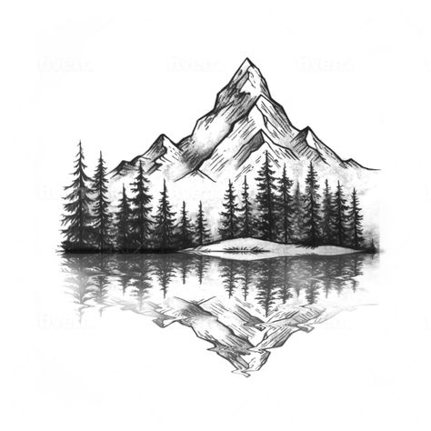 Unique and personalized custom tattoo designs crafted just for you. Expertly created with precision and creativity. Trees And Mountains Tattoo Forearm, Mountain And Trees Tattoo Design, Mountain Tattoo Stencil, Trees And Mountains Tattoo, Nature Tattoo Stencil, Glacier Tattoo, Tree And Mountain Tattoo, Mountains Tattoo Design, Landscape Tattoo Design