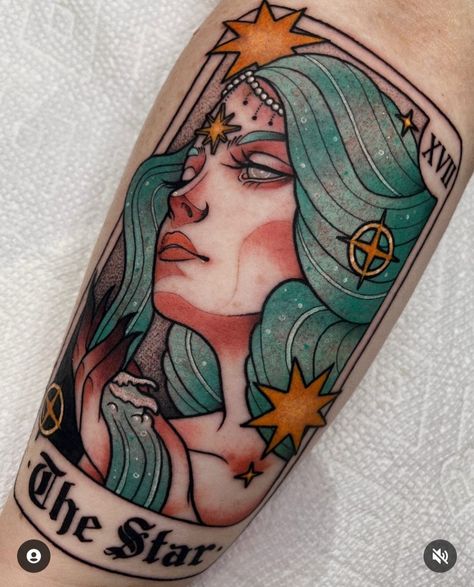 Neo Romantic, Tarot Tattoo, Tarot Card Tattoo, Magic Tattoo, Card Tattoo, Trust You, Neo Traditional, Mom Tattoos, Star Tattoos