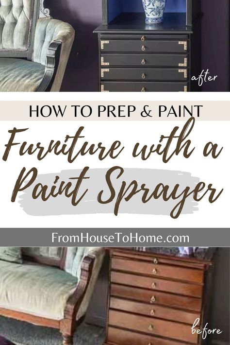 Paint Sprayer Tips, Best Paint Sprayer, Diy Furniture Makeover Ideas, Spray Paint Furniture, Diy Furniture Redo, Furniture Painting Tips, Using A Paint Sprayer, Painted Bedroom Furniture, Diy Furniture Easy