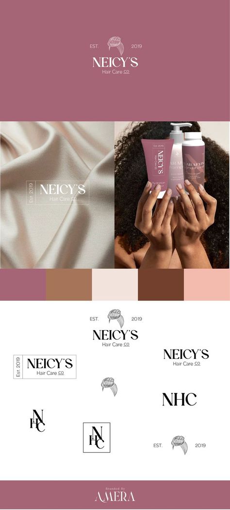 Feminine, muted color palette, photo logo design, hair care, branding, purple, brown, peach, logo, logo variation, logo submarks, shampoo packaging, packaging design, monogram Beauty Business Color Palette, Cosmetic Color Palette Branding, Fashion Logo Color Palette, Hair Brand Logo Design, Color Palette For Skincare Brand, Shampoo Branding Design, Hair Care Branding Design, Cosmetic Logo Design Beauty Products, Hair Product Branding