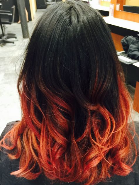 Apollymi's hair is a mix between all ranges reds, yellows, blacks, oranges, and occassionally white Fire Ombre Hair, Orange Ombre Hair, Grey Balayage, Flame Hair, Best Ombre Hair, Red Ombre Hair, Fire Hair, Ombre Hair Blonde, Ombré Hair