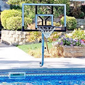 Pool Basketball Hoop Diy, Pool Basketball Hoop, Backyard Resort, Pool Basketball, Volleyball Set, Pool Service, Diy Pool, Pool Builders, Pool Supplies