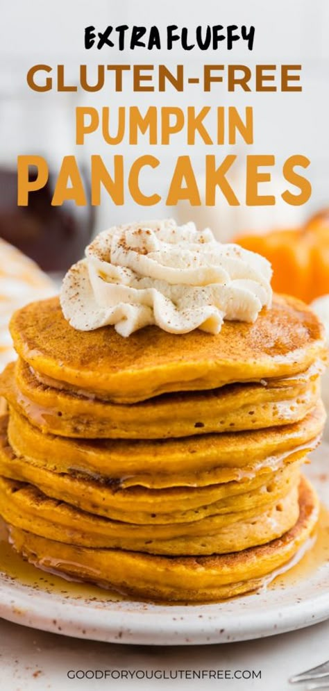 These gluten-free pumpkin pancakes are extra fluffy and extra delicious. I offer detailed instructions for getting super fluffy pancakes in my article, along with the complete recipe details. #pumpkinrecipes Extra Fluffy Pancakes, Super Fluffy Pancakes, Gluten Free Pumpkin Pancakes, Pancakes Gluten Free, Gluten Free Pumpkin Recipes, Denver Food, Celiac Recipes, Pumpkin Pancake Recipe, Gf Baking