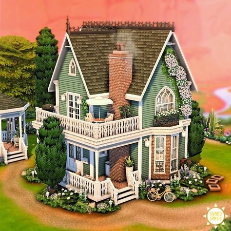 Sims 4 Houses Realm Of Magic, Sims City House, Sims 4 Victorian House No Cc, Sims Vintage House, Sims 4 Whimsical House, Sims 4 Small Victorian House, Sims 4 Country House Floor Plans, Vintage Sims 4 House, Sims 4 Traditional House