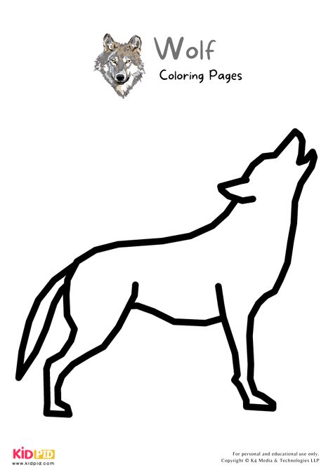 Wolf Coloring Pages For Kids – Free Printables Check more at https://www.kidsartncraft.com/wolf-coloring-pages/ Wolf Template Free Printable, Wolf Drawing Easy, Wolf Coloring Pages, Preschool Numbers, Wolf Craft, Moon Crafts, Animal Worksheets, Wolf Artwork, Wolf Painting