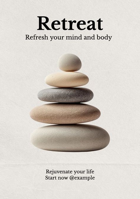 Retreat & wellness poster template, editable text and design | premium image by rawpixel.com Wellness Poster, Awesome Designs, Aesthetic Things, Blank Space, Template Ideas, Poster Template, Free Design Resources, Social Media Template, Creative Studio