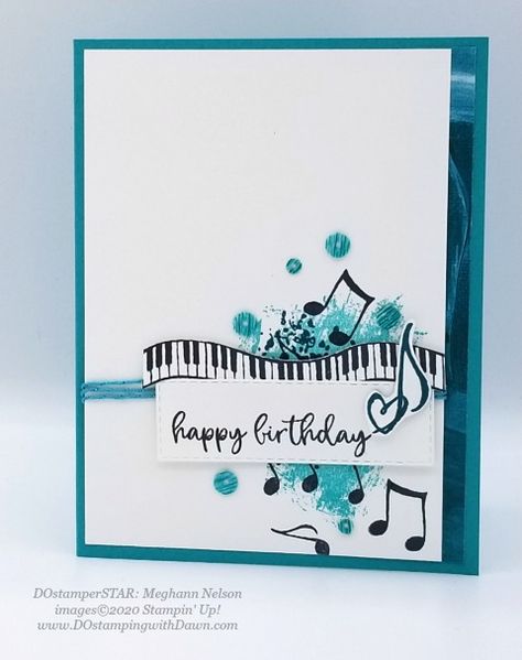 Stampin' Up! DOstamperSTARS Music from the Heart Swaps shared by Dawn Olchefske #dostamping #howdshedothat #stampinup #handmade #cardmaking #stamping #papercrafting (Meghann Nelson) Stampin Up Music From The Heart Cards, Music Themed Cards, Music Flashcards, Diy Note Cards, Music Cards, Music Card, Musical Cards, Music Paper, Music Birthday