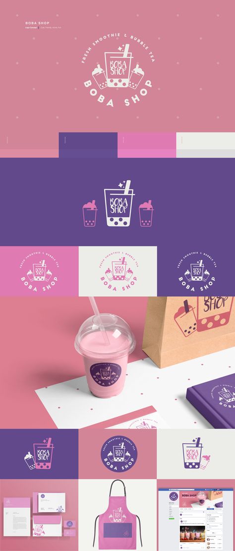 Bubble Tea -Logo on Behance Bubbly Logo Design, Bubble Tea Branding Design, Bubble Tea Graphic Design, Boba Tea Branding, Bubble Tea Branding, Boba Photoshoot, Boba Logo Design, Bubble Tea Logo Design, Boba Tea Logo