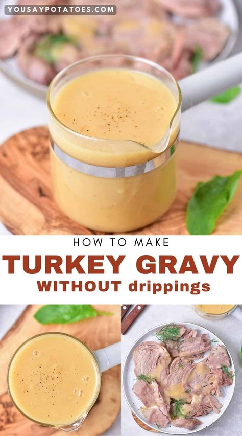 Turkey Gravy Without Drippings Thanksgiving Gravy Without Drippings, Turkey Gravy Without Drippings, Easy Turkey Gravy, Gravy Without Drippings, Turkey Gravy Easy, Homemade Turkey Gravy, Making Turkey Gravy, Thanksgiving Gravy, Turkey Gravy Recipe