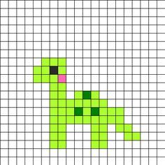 dinosaur perler bead pattern Trin For Trin Tegning, Pearl Beads Pattern, Tiny Cross Stitch, Fuse Bead Patterns, Easy Pixel Art, Diy Perler Bead Crafts, Hama Bead, Motifs Perler, Hama Beads Patterns