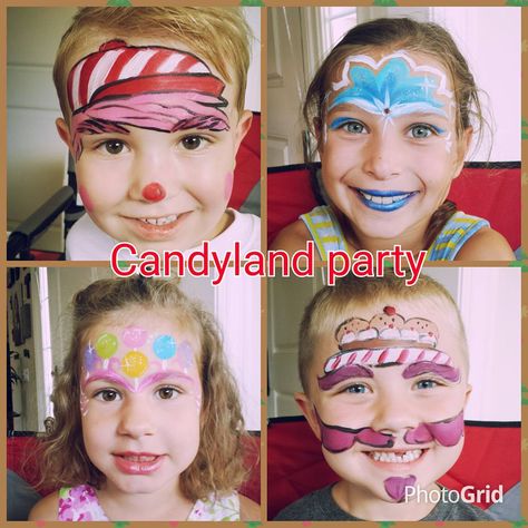 Candyland Face Paint, Candyland Face Painting, Candyland Theme Photo Booth, Candyland Princess, Candyland Characters Image, Candyland Artwork, Face P, Face Painting Tips, Fall Ball