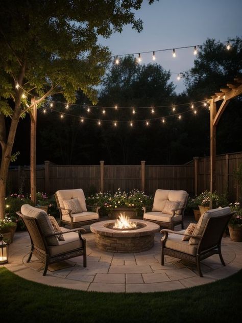 Romantic Backyard, Diy Backyard Patio, Outdoor Fire Pit Designs, Fire Pit Landscaping, Backyard Renovations, Backyard Remodel, Fire Pit Designs, Have Inspiration, Backyard Inspiration