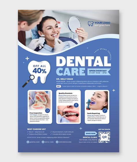 Dental Care Poster Template AI, EPS. A3 Dental Care Poster, Tooth Illustration, Toothache Remedies, Dental Social Media, Dental Posts, Dental Posters, Tooth Repair, Dental Check Up, Remedies For Tooth Ache