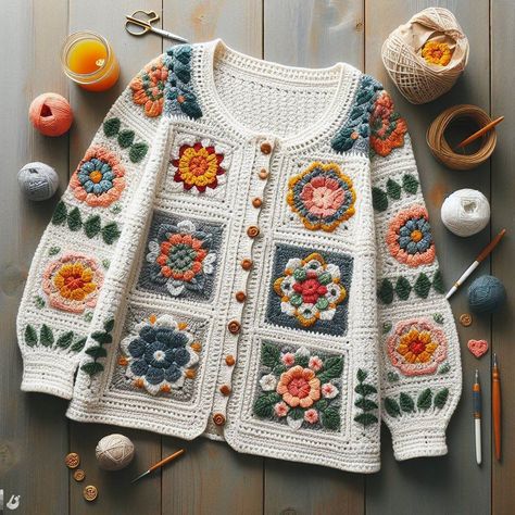 Cardigan Diy, Crochet Vest Outfit, Crochet Shorts Pattern, Crochet Bolero Pattern, Motifs Granny Square, Crochet Blouse Pattern, Crochet Butterfly Pattern, Crochet Baby Booties Pattern, Crochet Hoodie