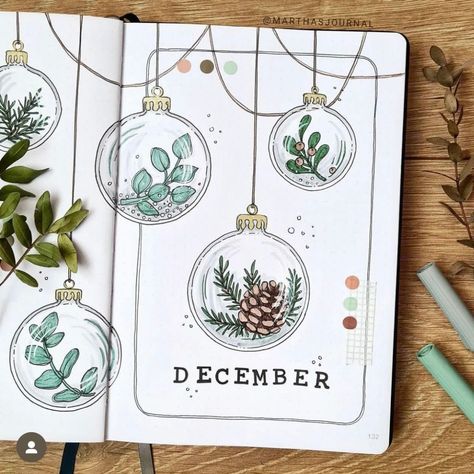 Bullet Journal Christmas Theme, Bujo Christmas, Christmas Bujo, Christmas Bullet Journal, Holiday Journal, Bullet Journal Christmas, March Bullet Journal, December Bullet Journal, Bullet Journal Cover Ideas